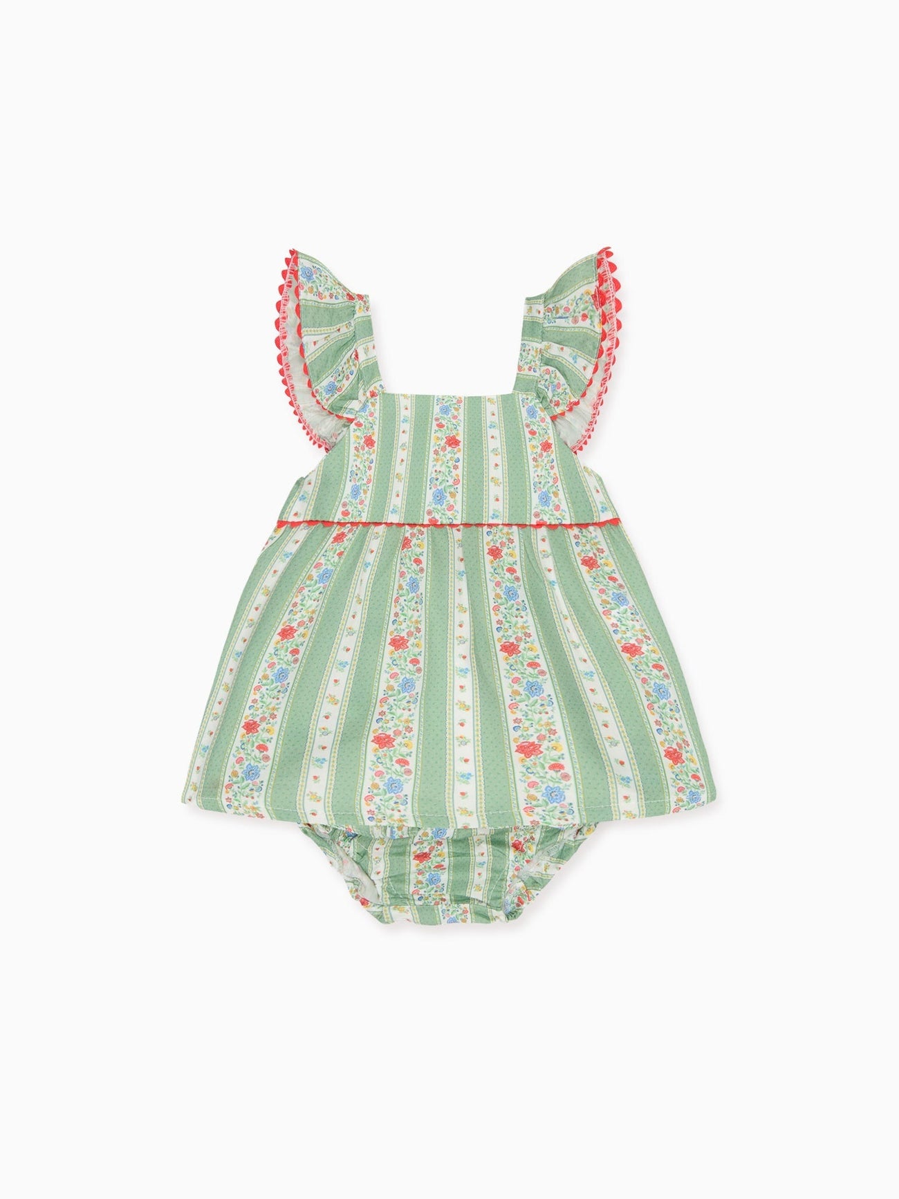 Sage Floral Stripe Elicia Baby Girl Summer Set