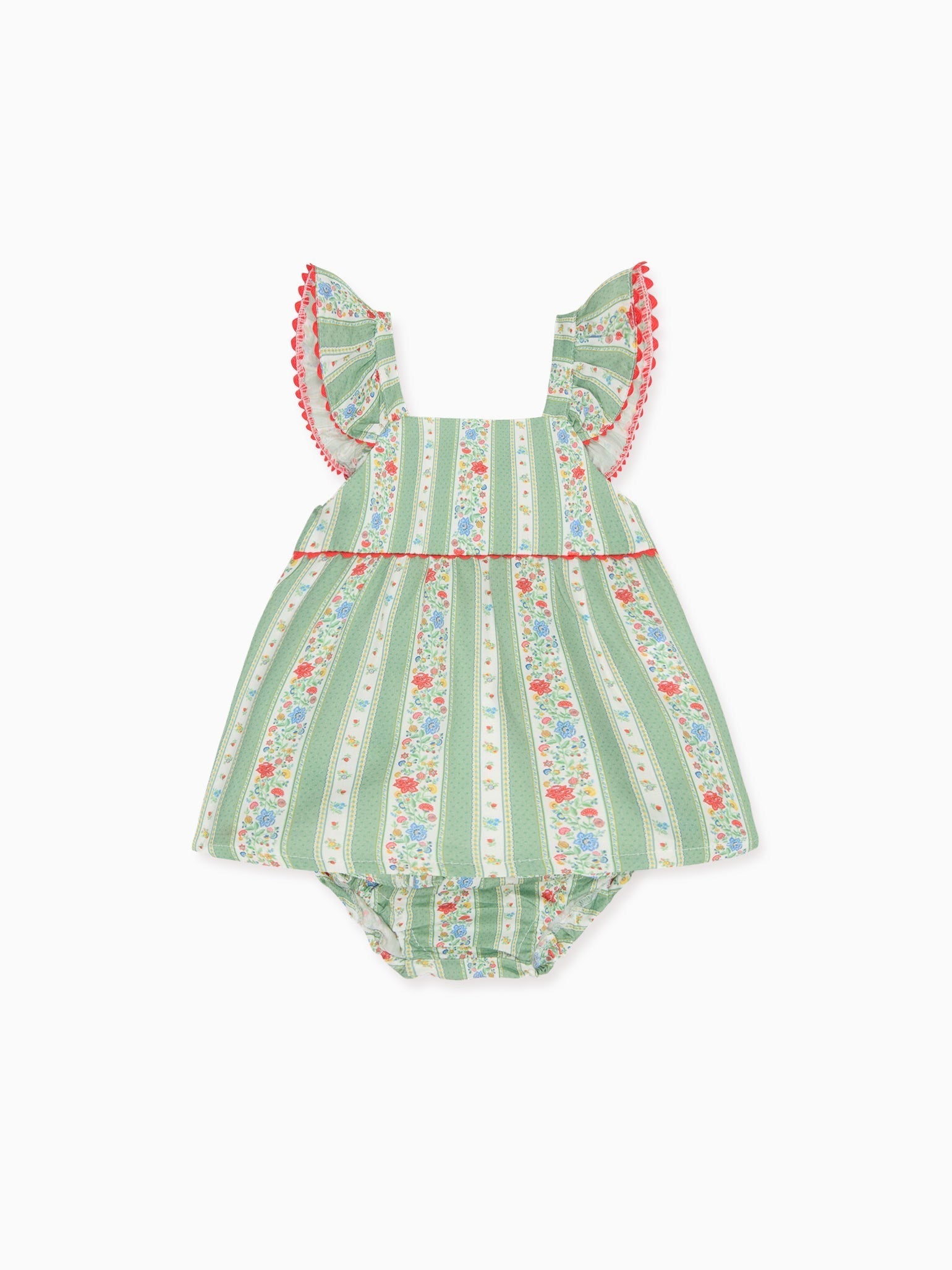Sage Floral Stripe Elicia Baby Girl Summer Set