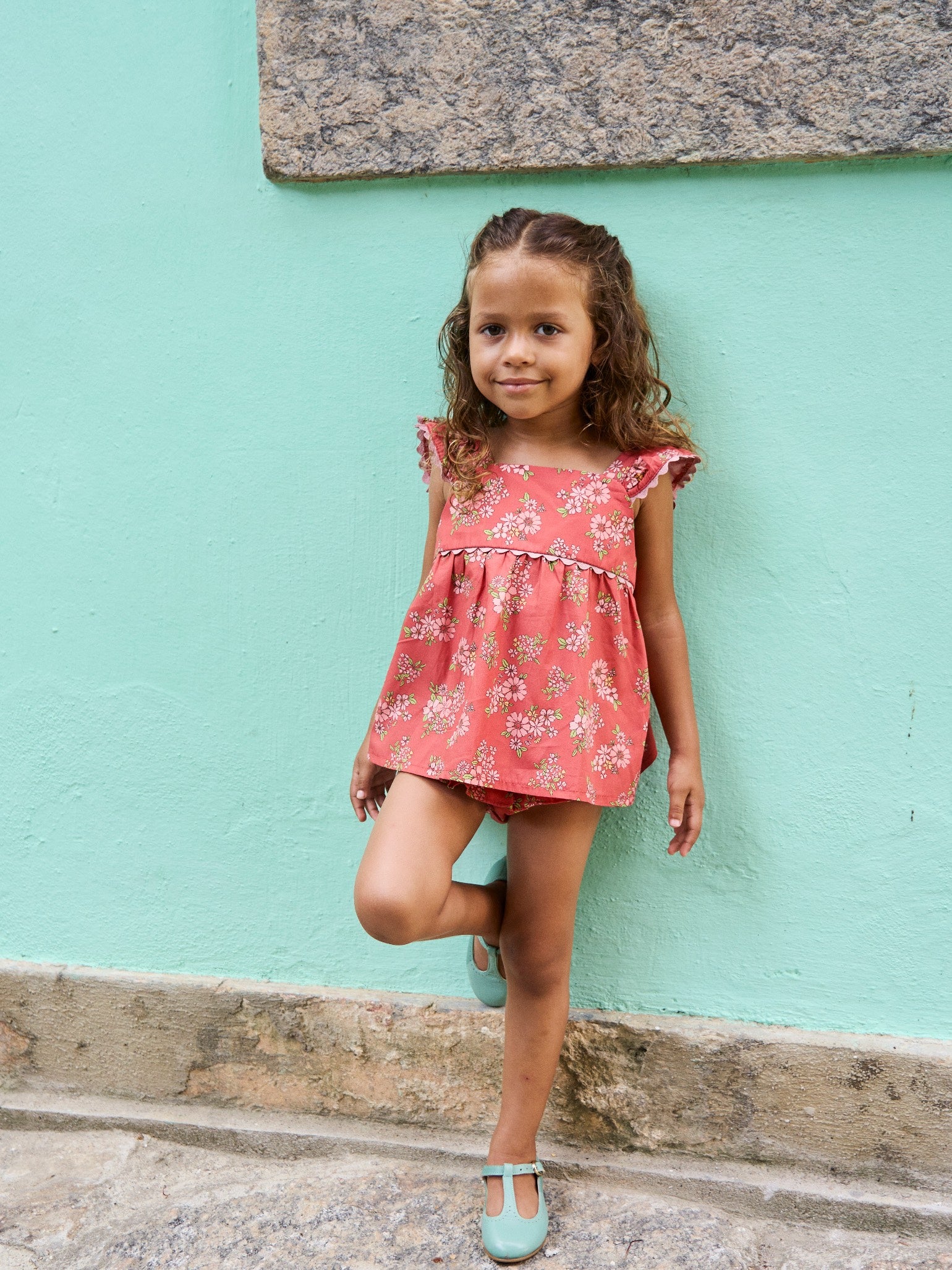 Red Floral Elicia Baby Summer Set