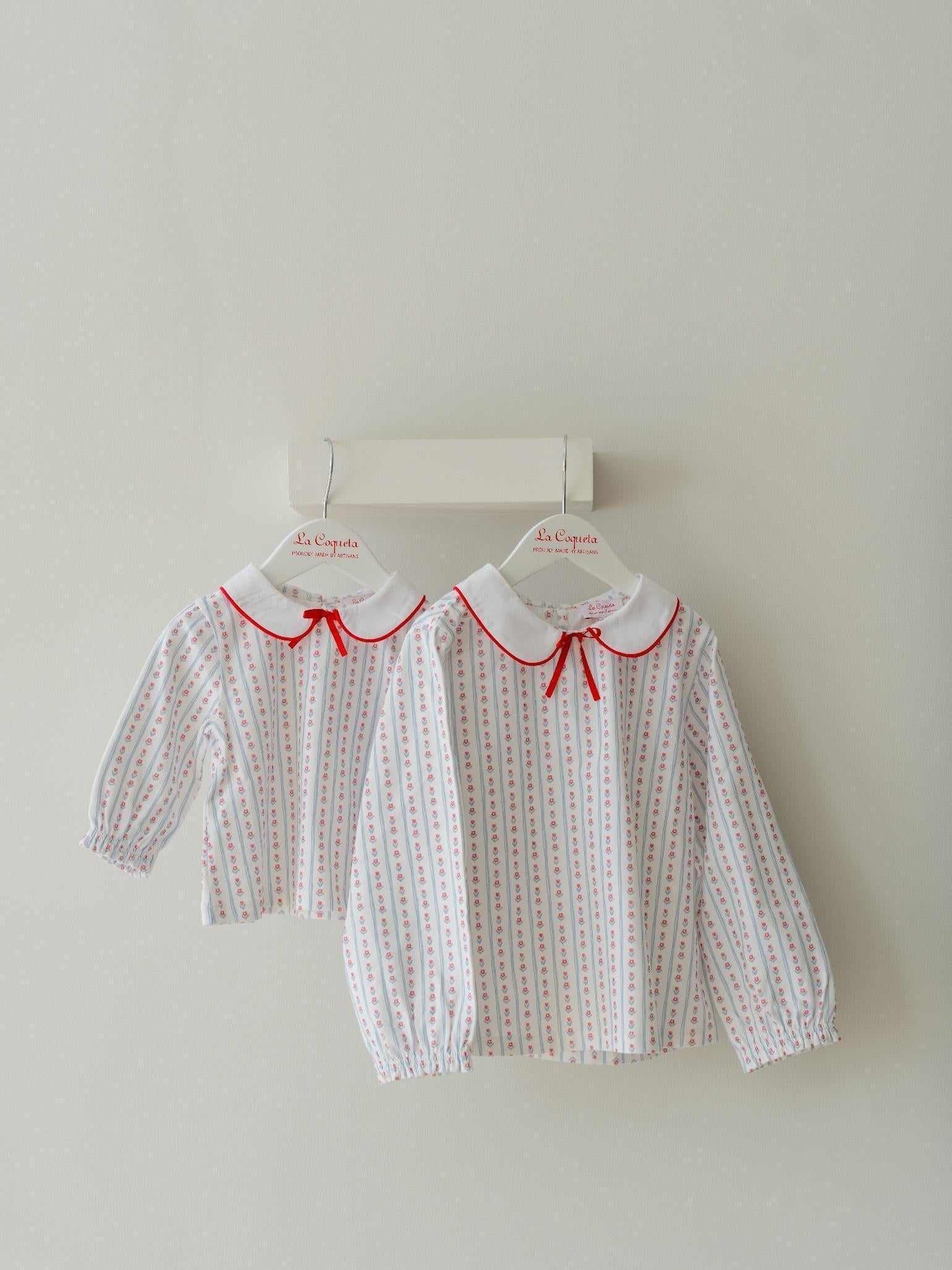 Blue Stripe Elisia Long Sleeve Baby Girl Top