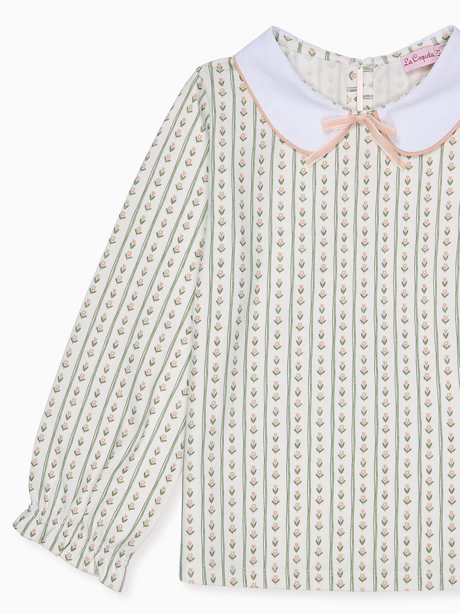 Sage Stripe Elisia Long Sleeve Girl Top