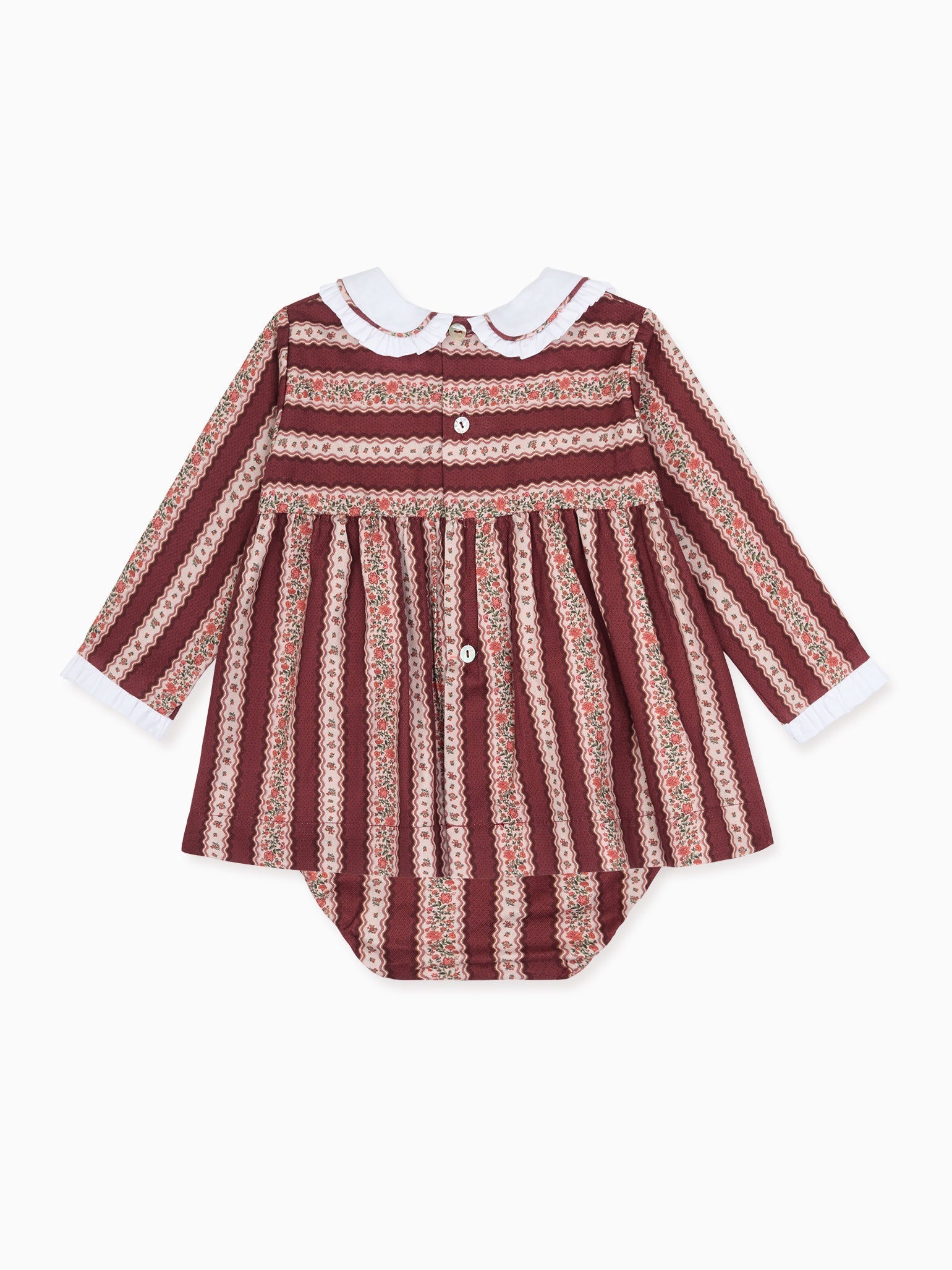 Burgundy Floral Stripe Eliza Baby Girl Set