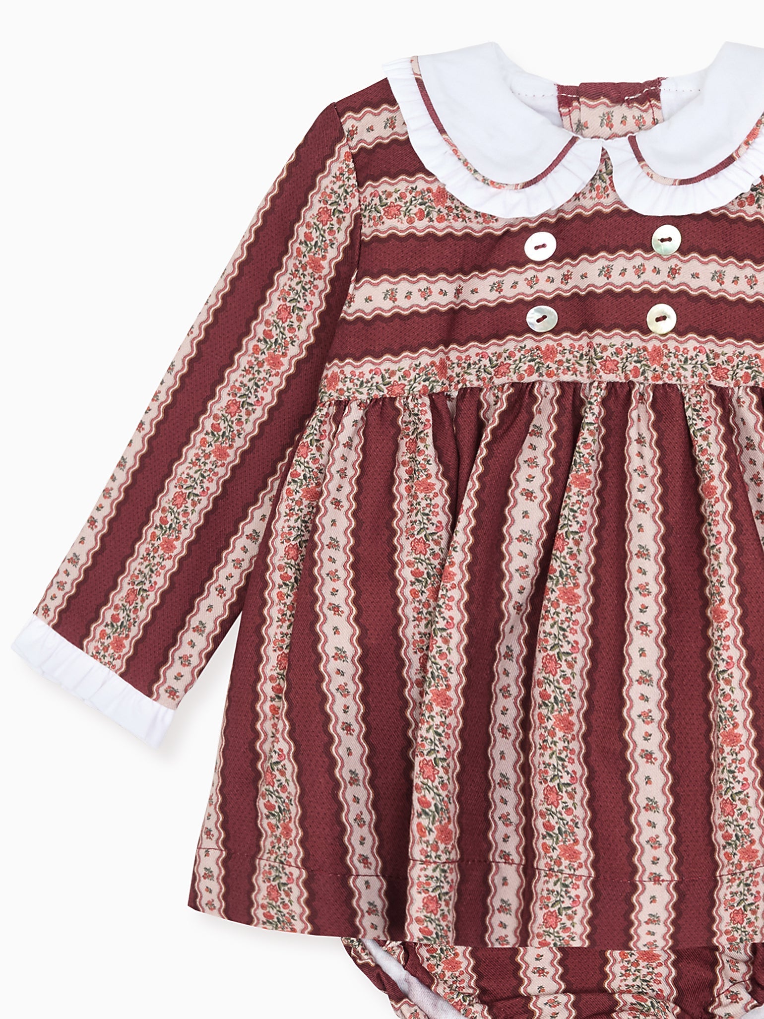 Burgundy Floral Stripe Eliza Baby Girl Set