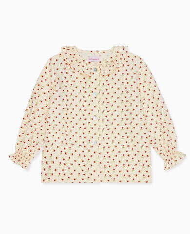 Cream Floral Ella Long Sleeve Baby Girl Shirt