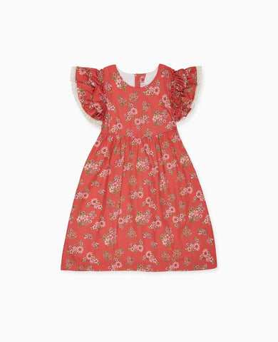 Red Floral Elsie Girl Empire Dress