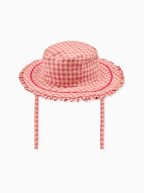 Pink Gingham Emilia Cotton Baby Girl Hat