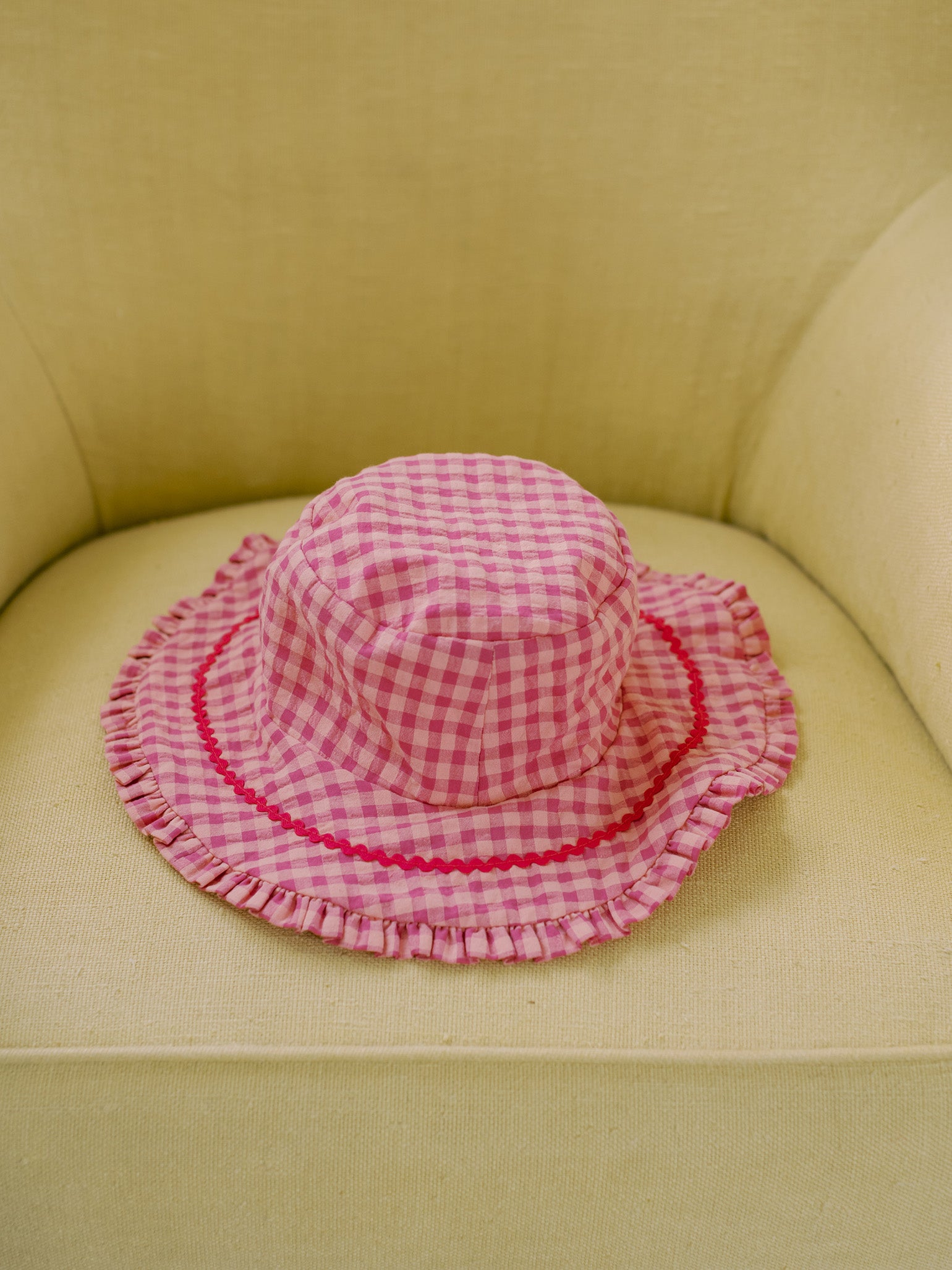 Pink Gingham Emilia Cotton Baby Girl Hat