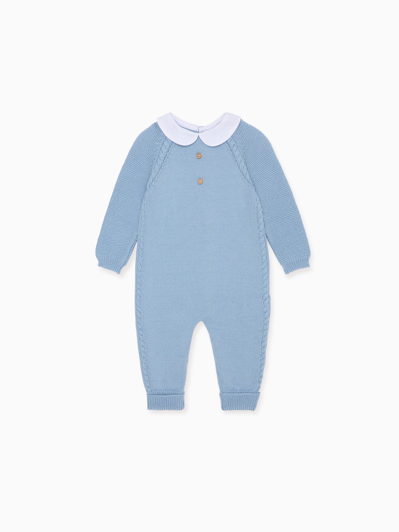 Dusty Blue Emilio Merino Baby Knitted Jumpsuit