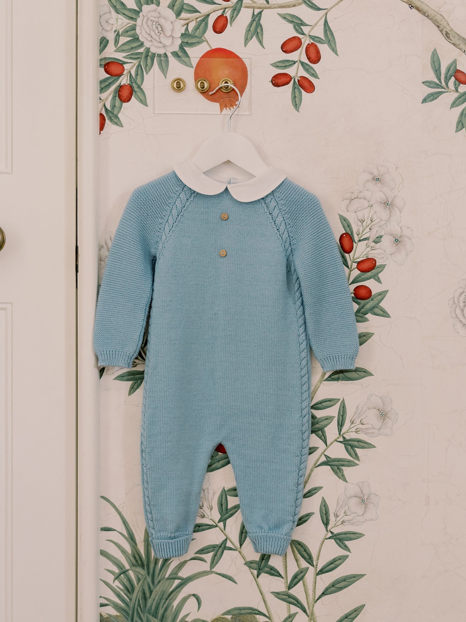 Dusty Blue Emilio Merino Baby Knitted Jumpsuit