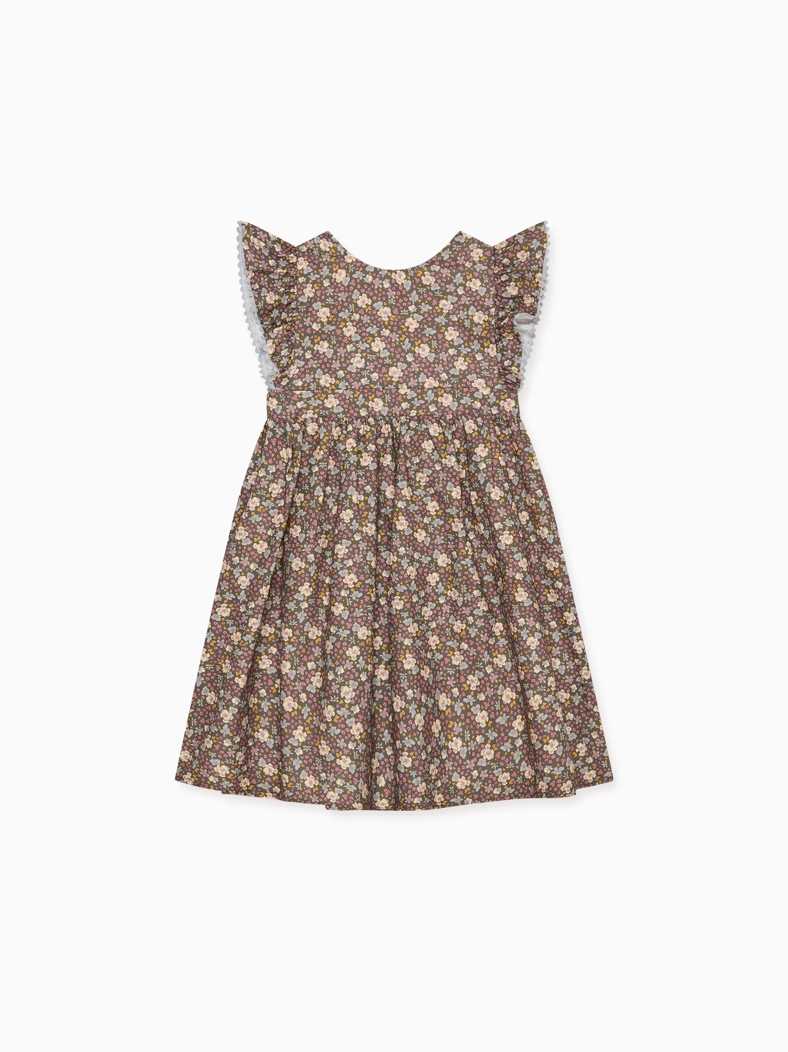 Brown Floral Emma Girl Pinafore Skirt