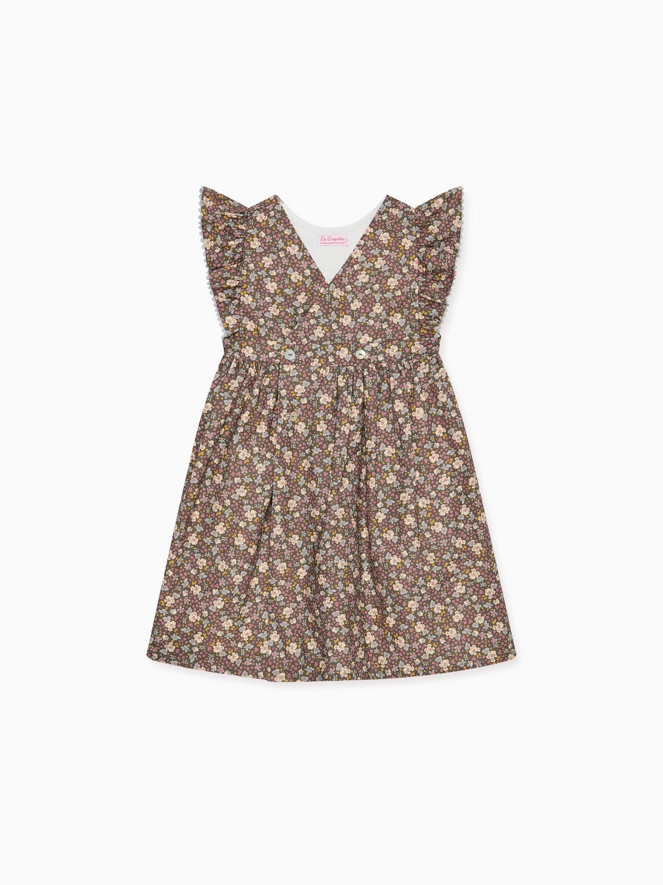 Brown Floral Emma Girl Pinafore Skirt