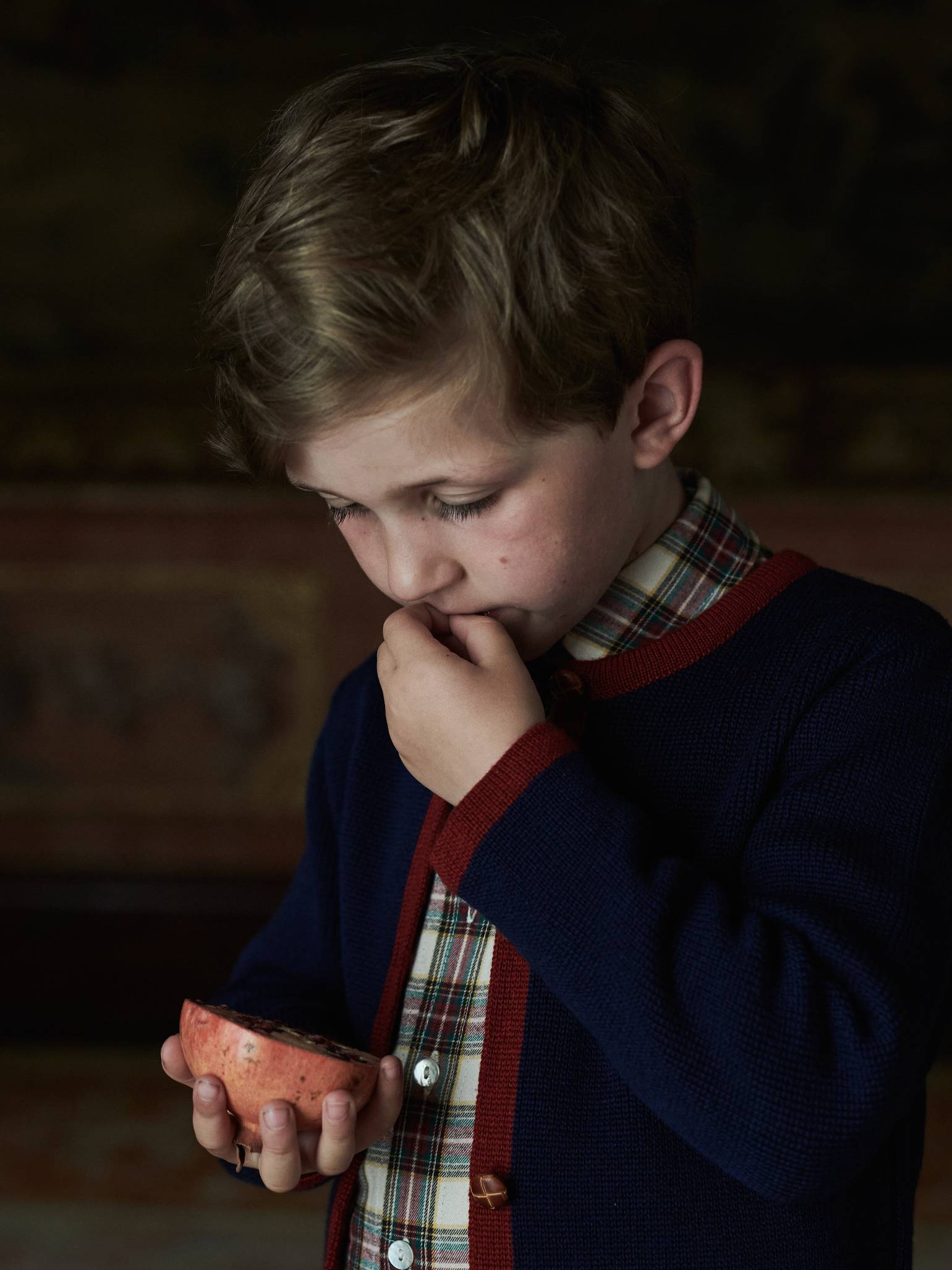 Ivory Tartan Nico Long Sleeve Boy Shirt