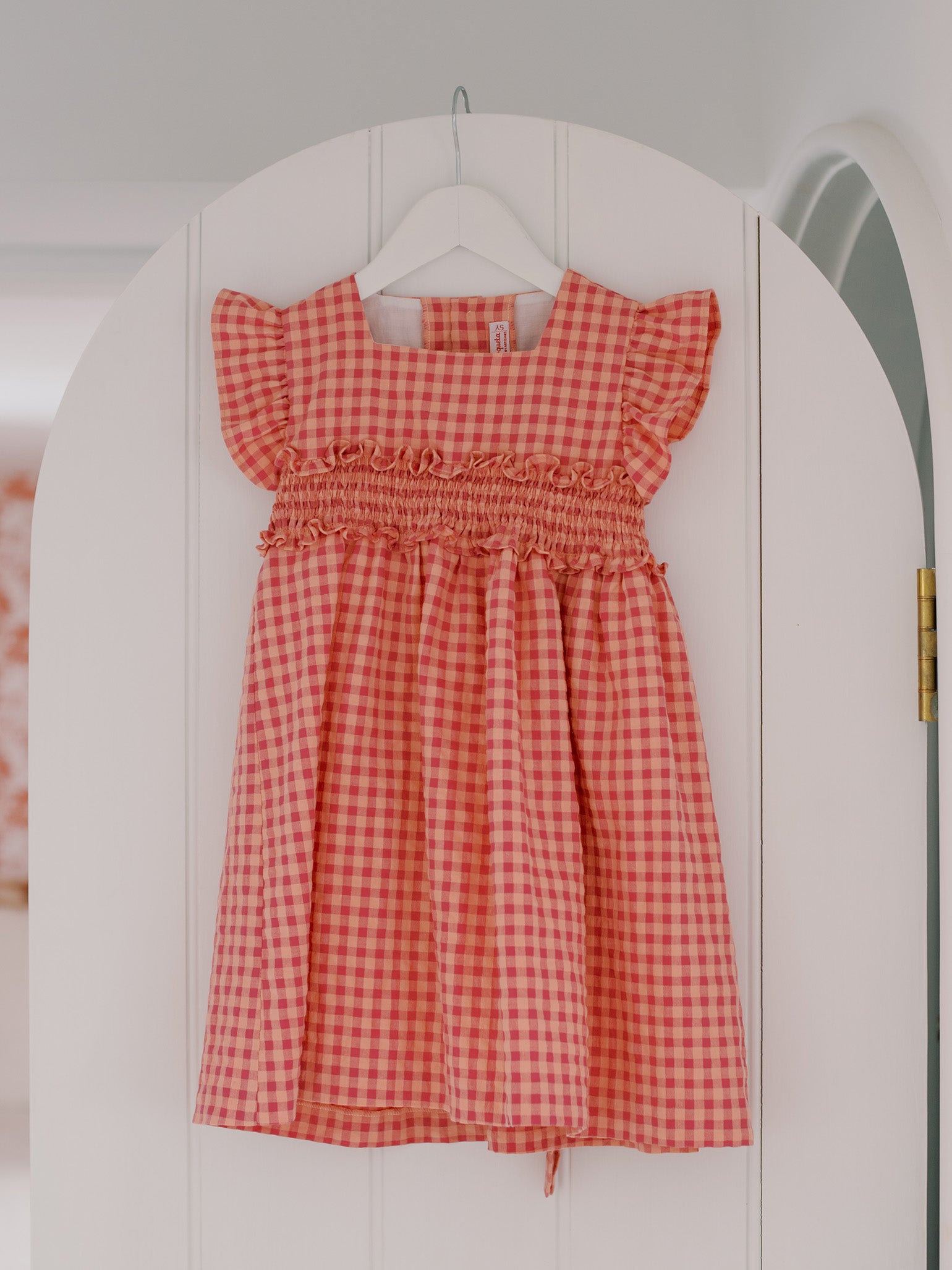 Pink Gingham Esmeralda Girl Smocked Waist Dress