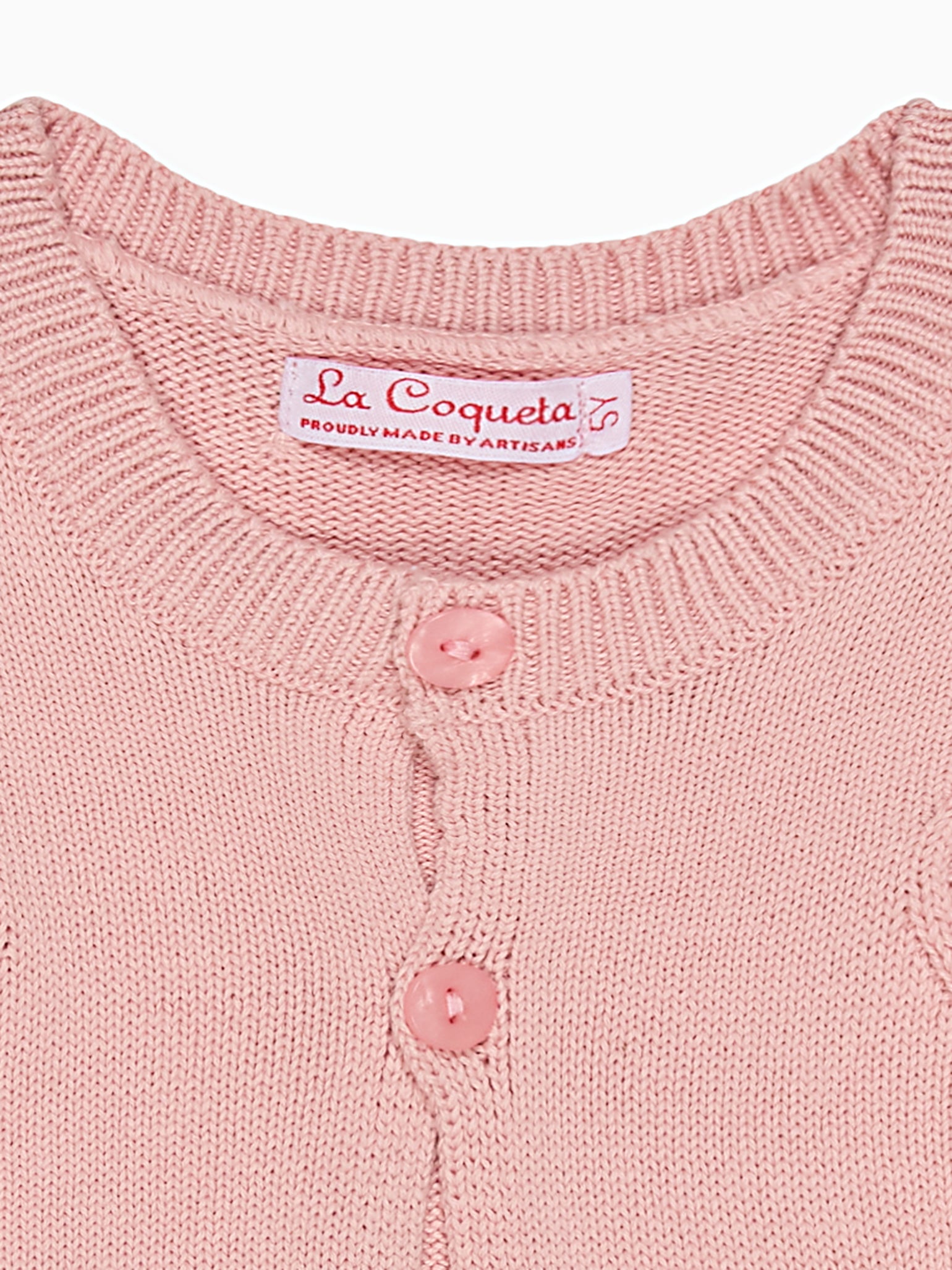 Dusty Pink Espina Cotton Embroidered Girl Cardigan