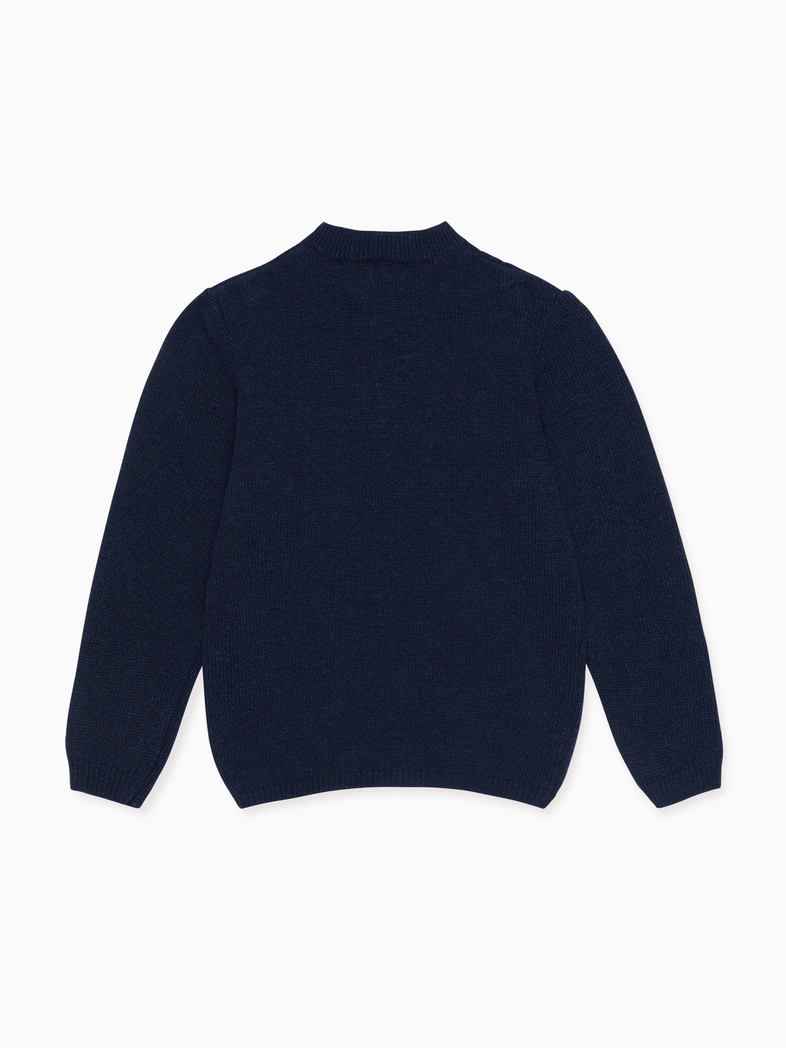 Navy Espina Merino Intarsia Girl Cardigan