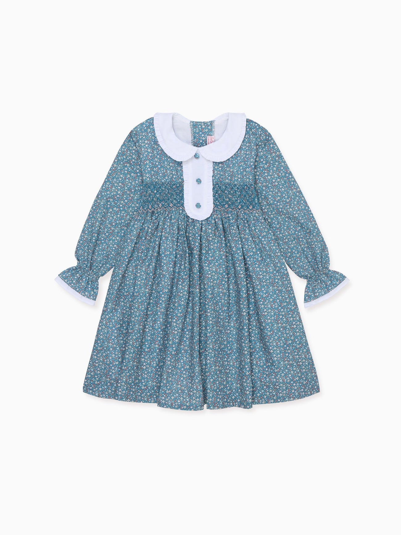 Navy Floral Eugenia Girl Hand-Smocked Dress