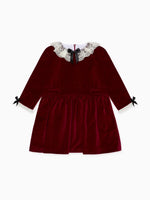 Burgundy Eva Velvet Girl Dress