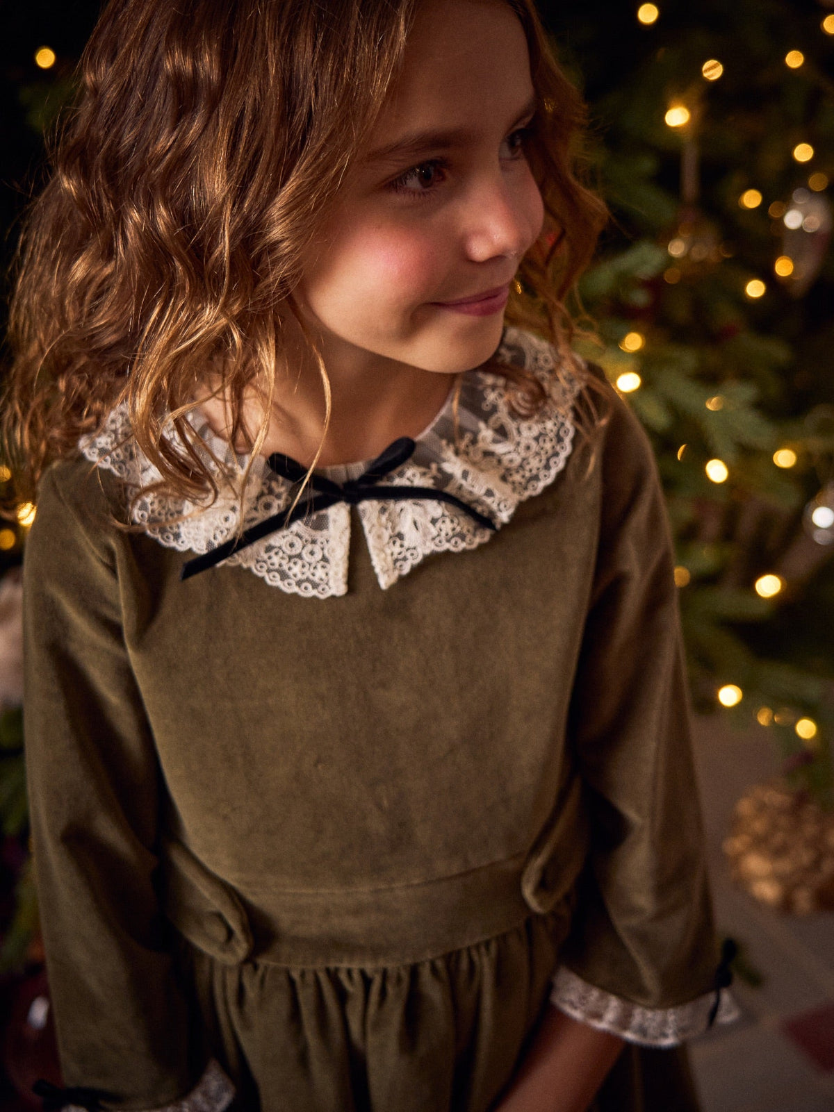 Olive Eva Velvet Girl Dress
