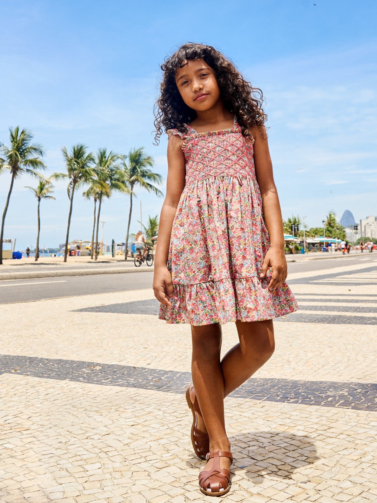 Coral Floral Evelia Girl Made With Liberty Fabric Hand-Smocked Dress