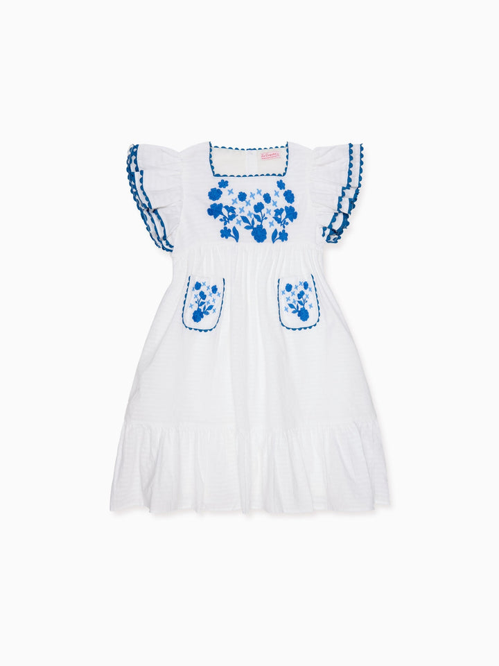 pippa and julie blue dress Sadira Dress - White W Blue