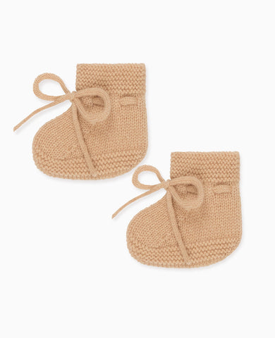 Camel Melange Evita Cashmere Baby Booties
