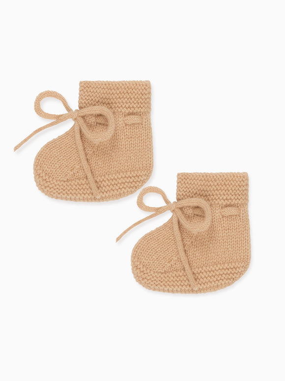 Camel Melange Evita Cashmere Baby Booties