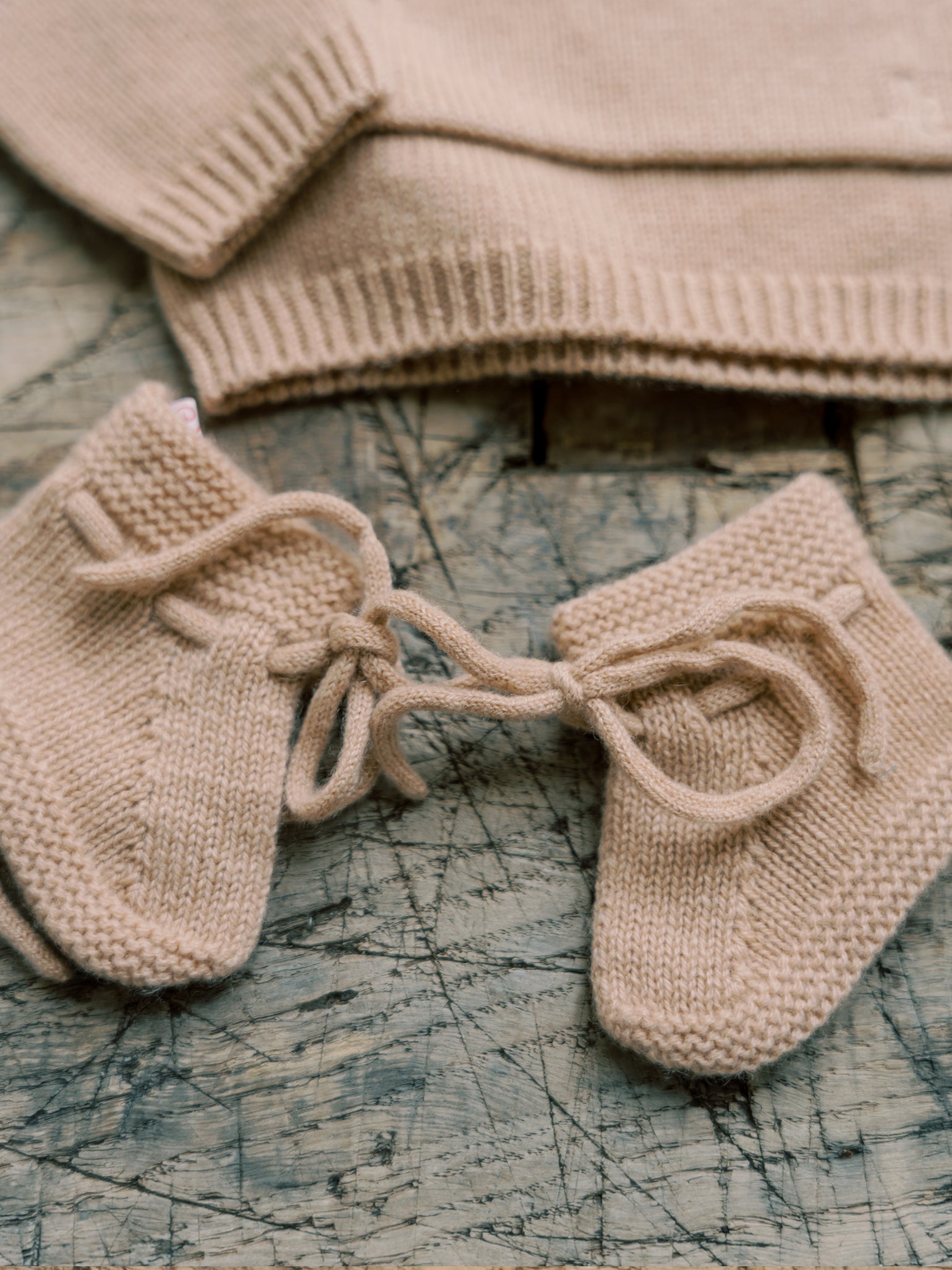 Camel Melange Evita Cashmere Baby Booties