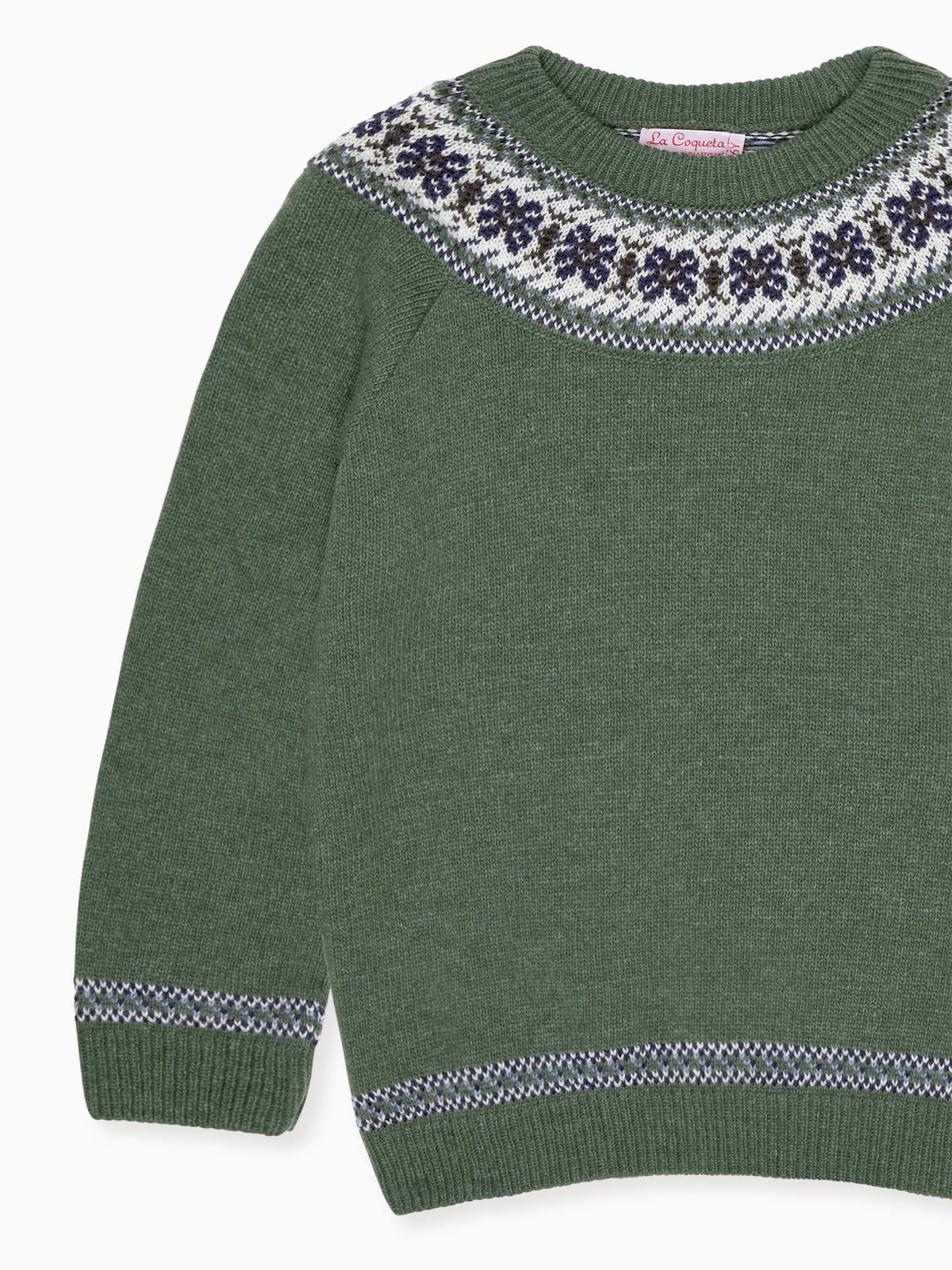 Olive Fair Isle Merino Kids Jumper