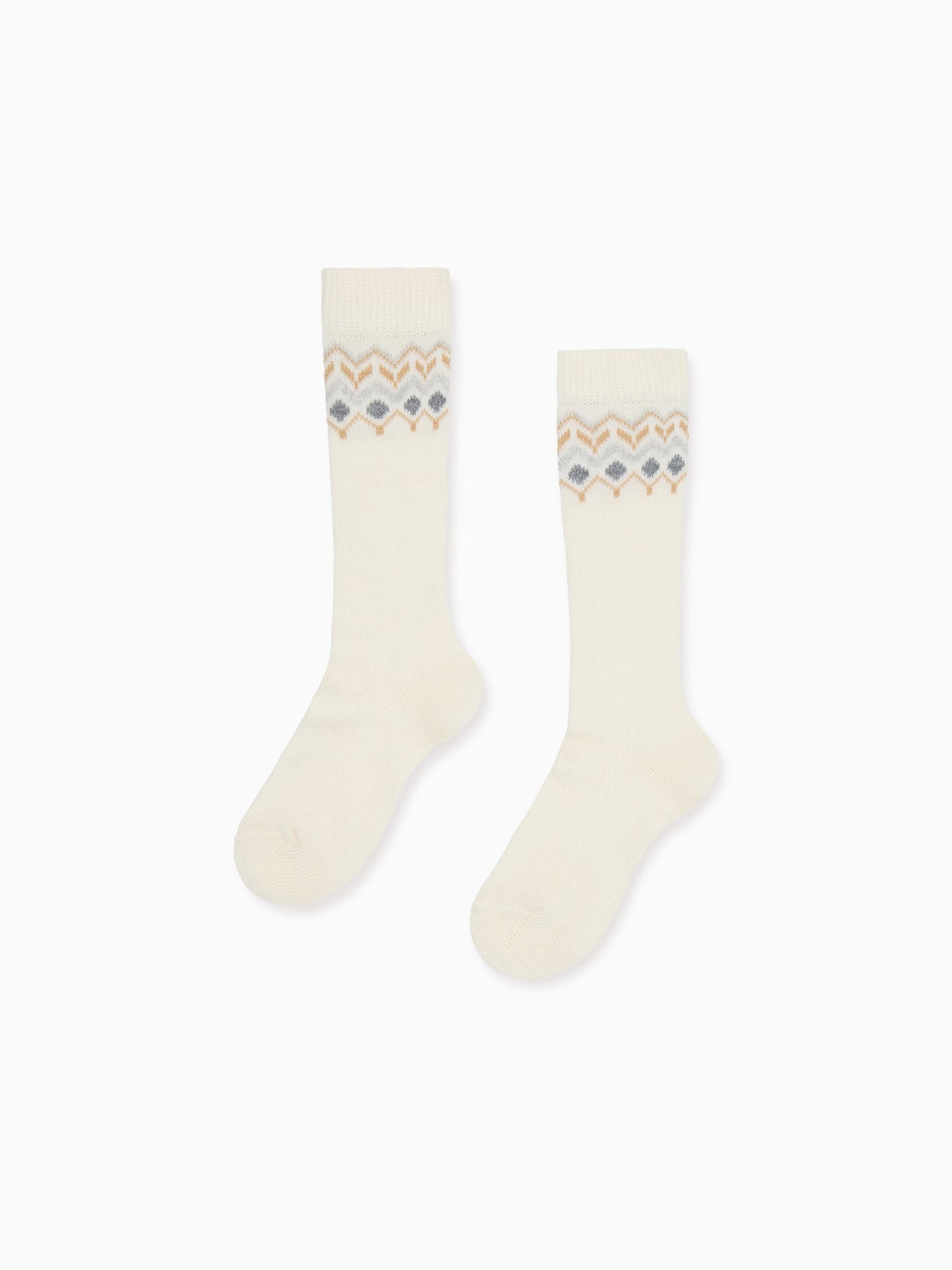 Ivory Fair Isle Kids Knee High Socks