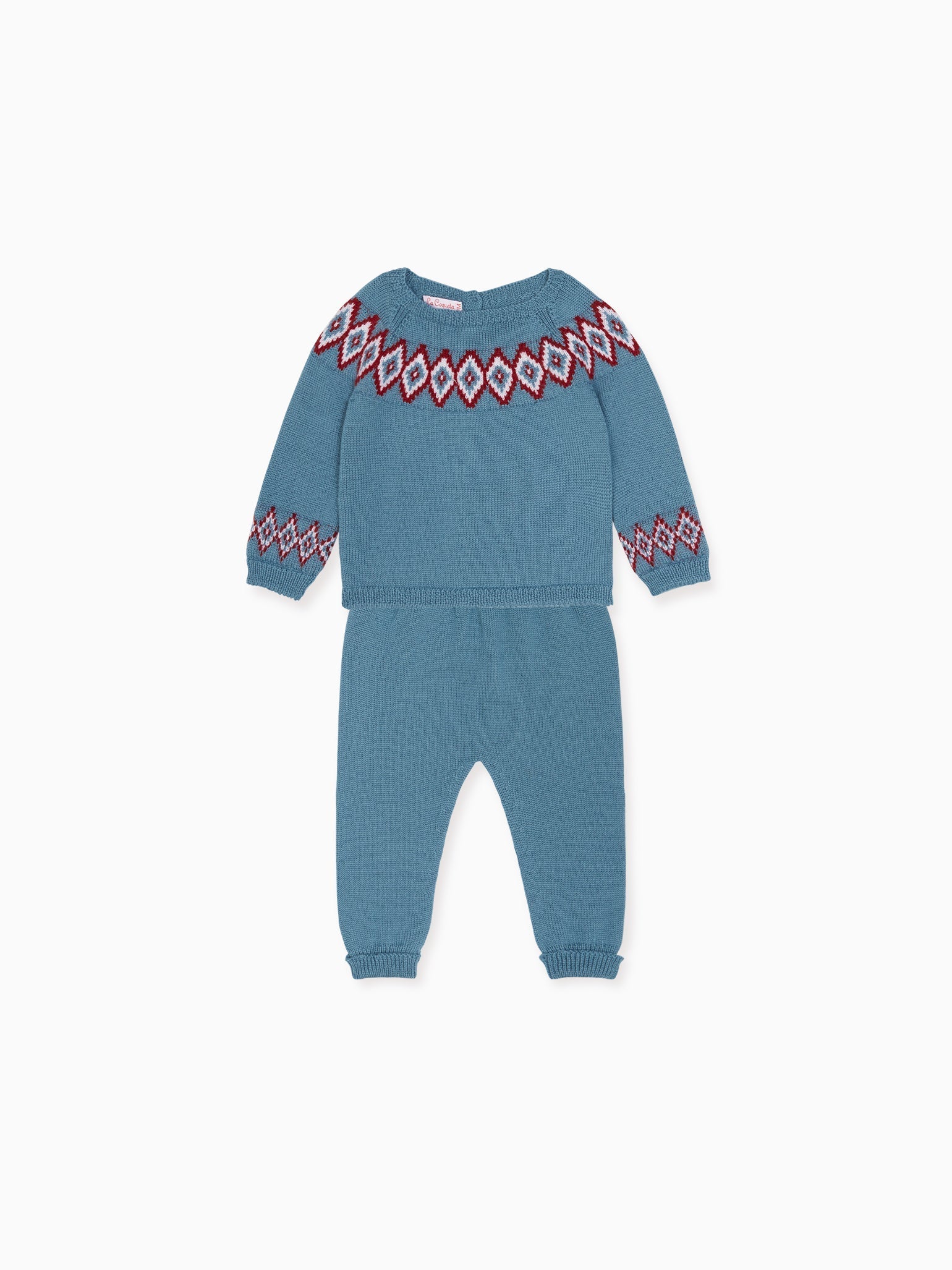 Blue Fair Isle Merino Baby Set