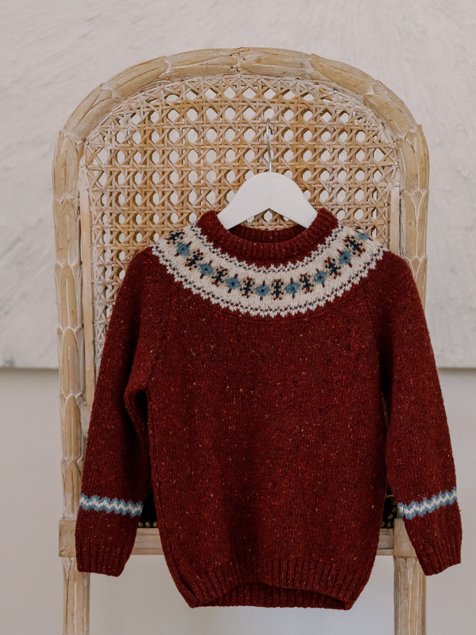 Burgundy Merino Fair Isle Kids Sweater