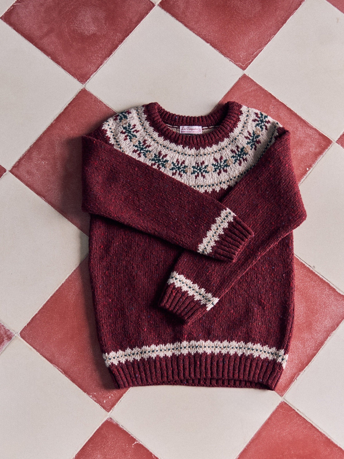 Burgundy Fair Isle Merino Kids Jumper