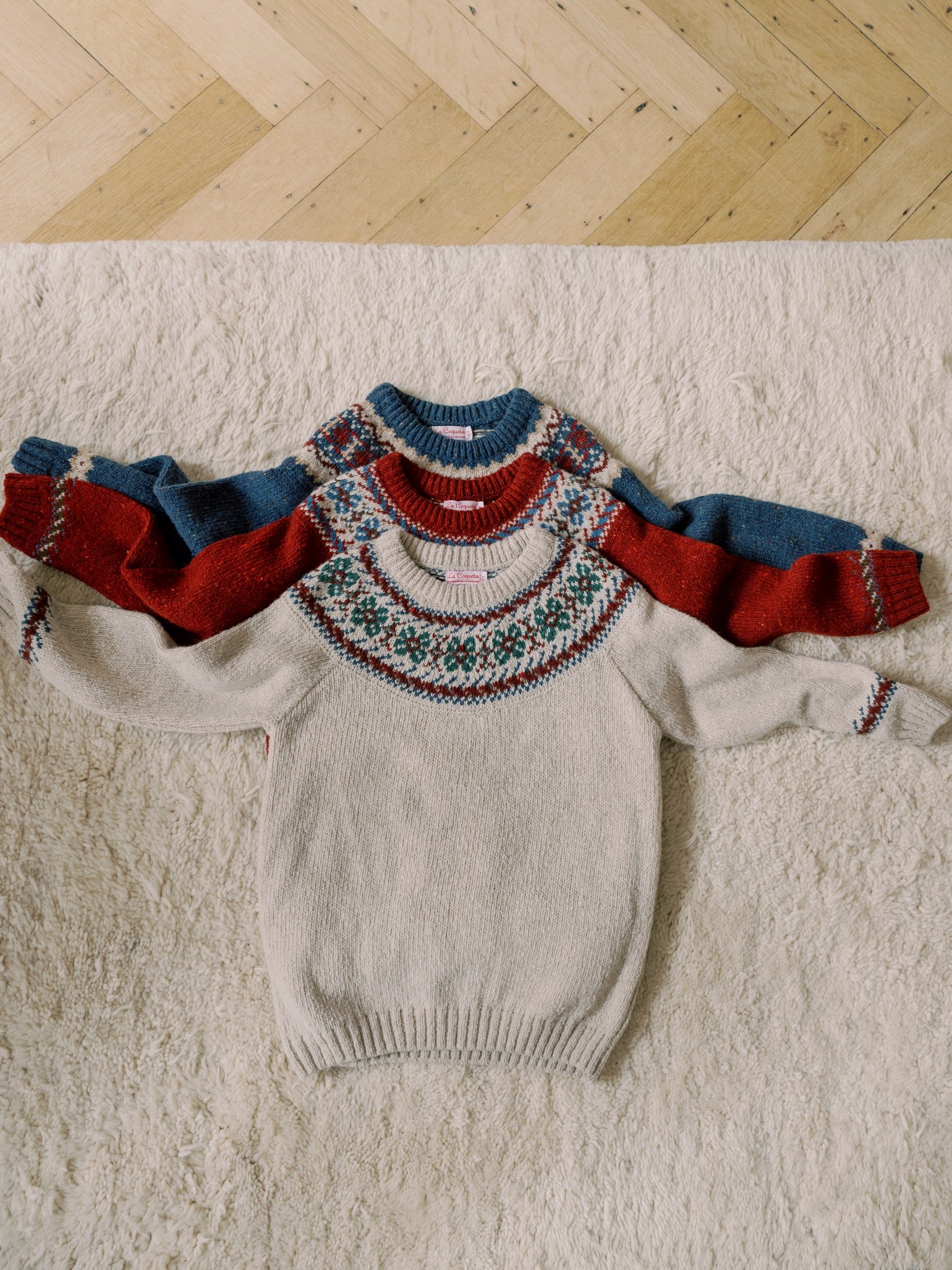 Oatmeal Melange Merino Fair Isle Kids Jumper