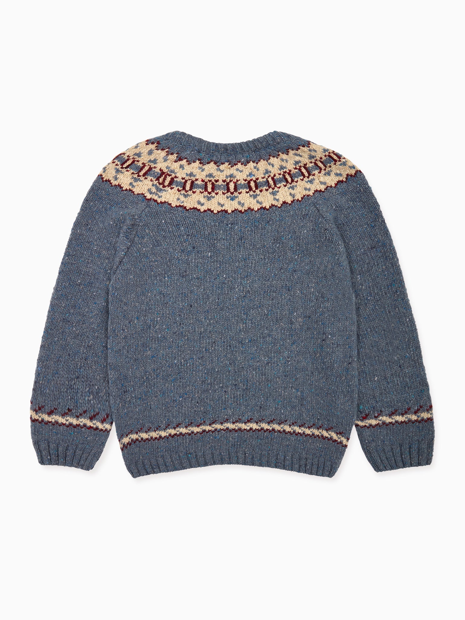 Dusty Blue Merino Fair Isle Kids Sweater La Coqueta Kids