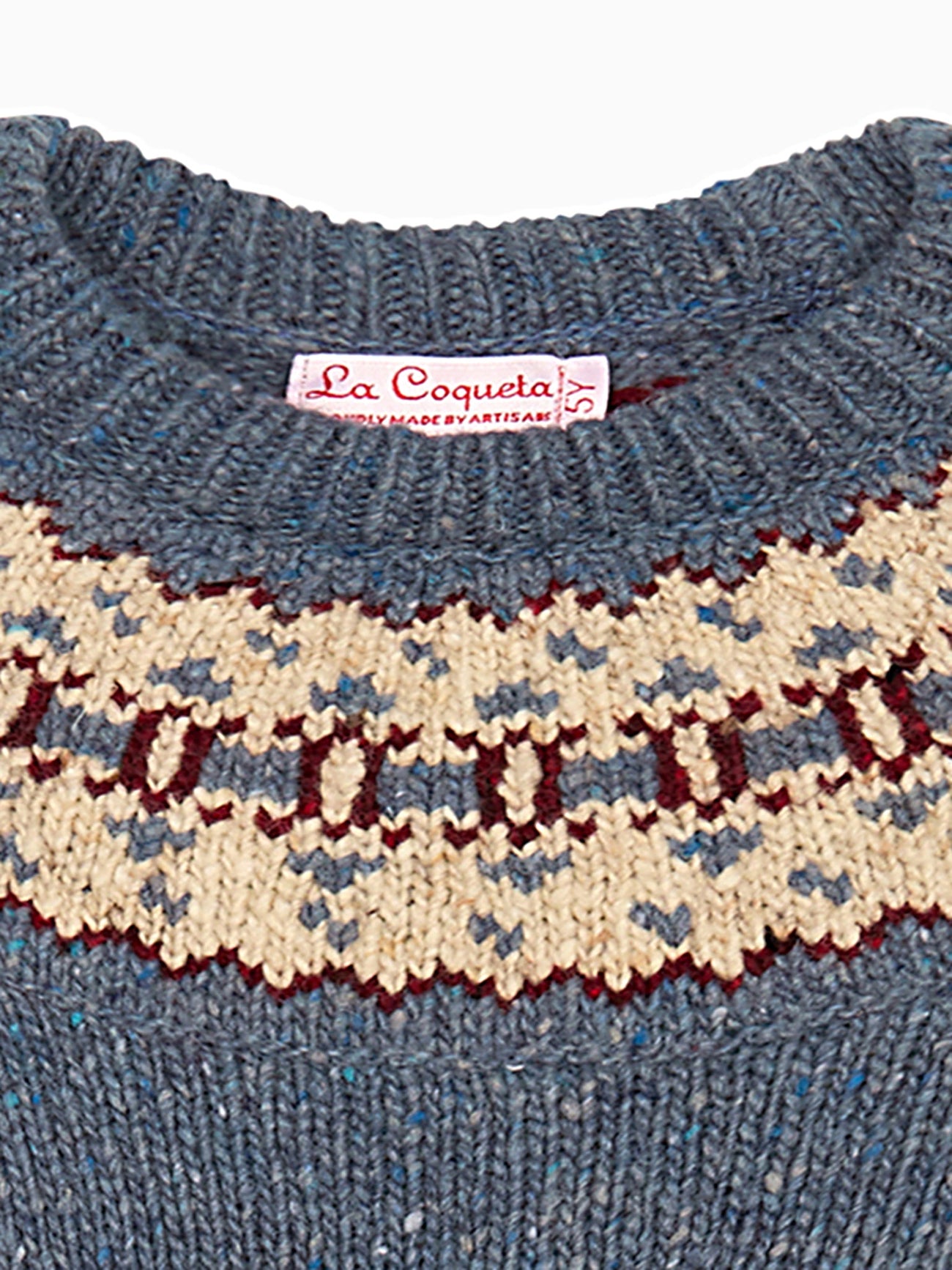 Dusty Blue Merino Fair Isle Kids Sweater