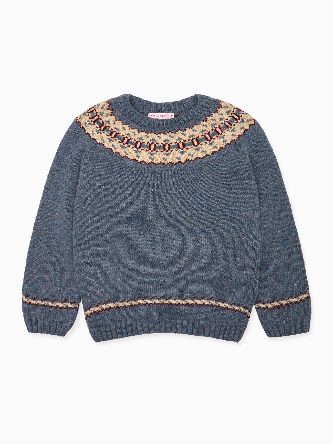 Dusty Blue Merino Fair Isle Kids Sweater