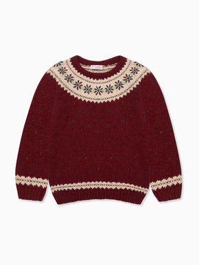 Burgundy Fair Isle Merino Kids Jumper