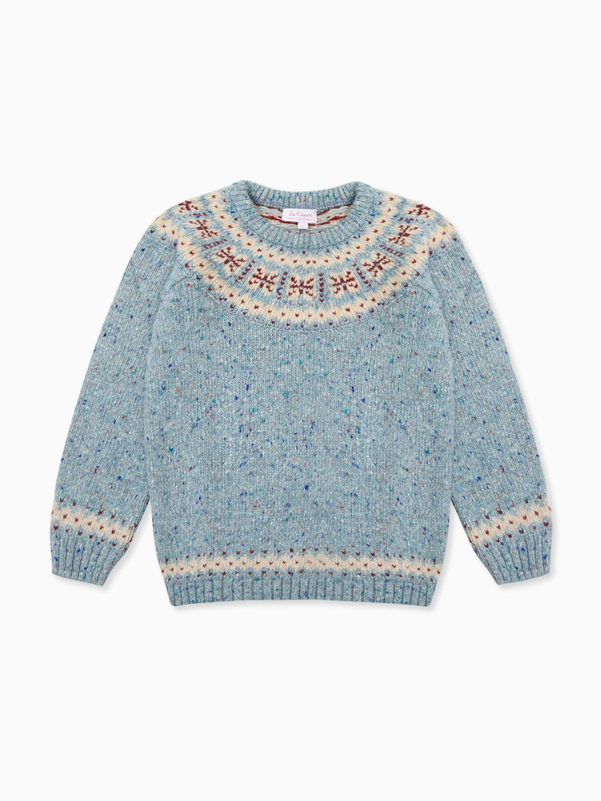 Dusty Blue Fair Isle Merino Kids Jumper