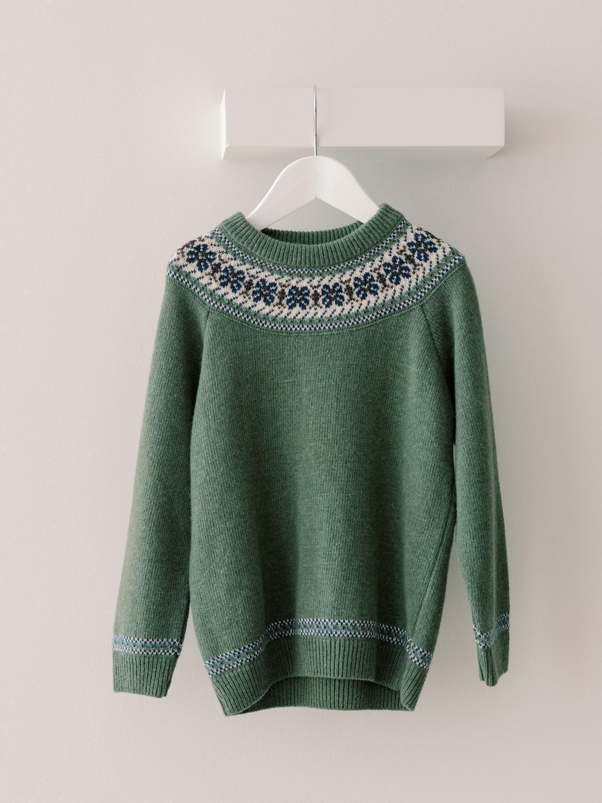 Olive Fair Isle Merino Kids Jumper