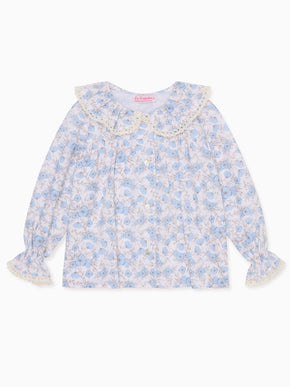 Blue Floral Felicia Long Sleeve Baby Shirt