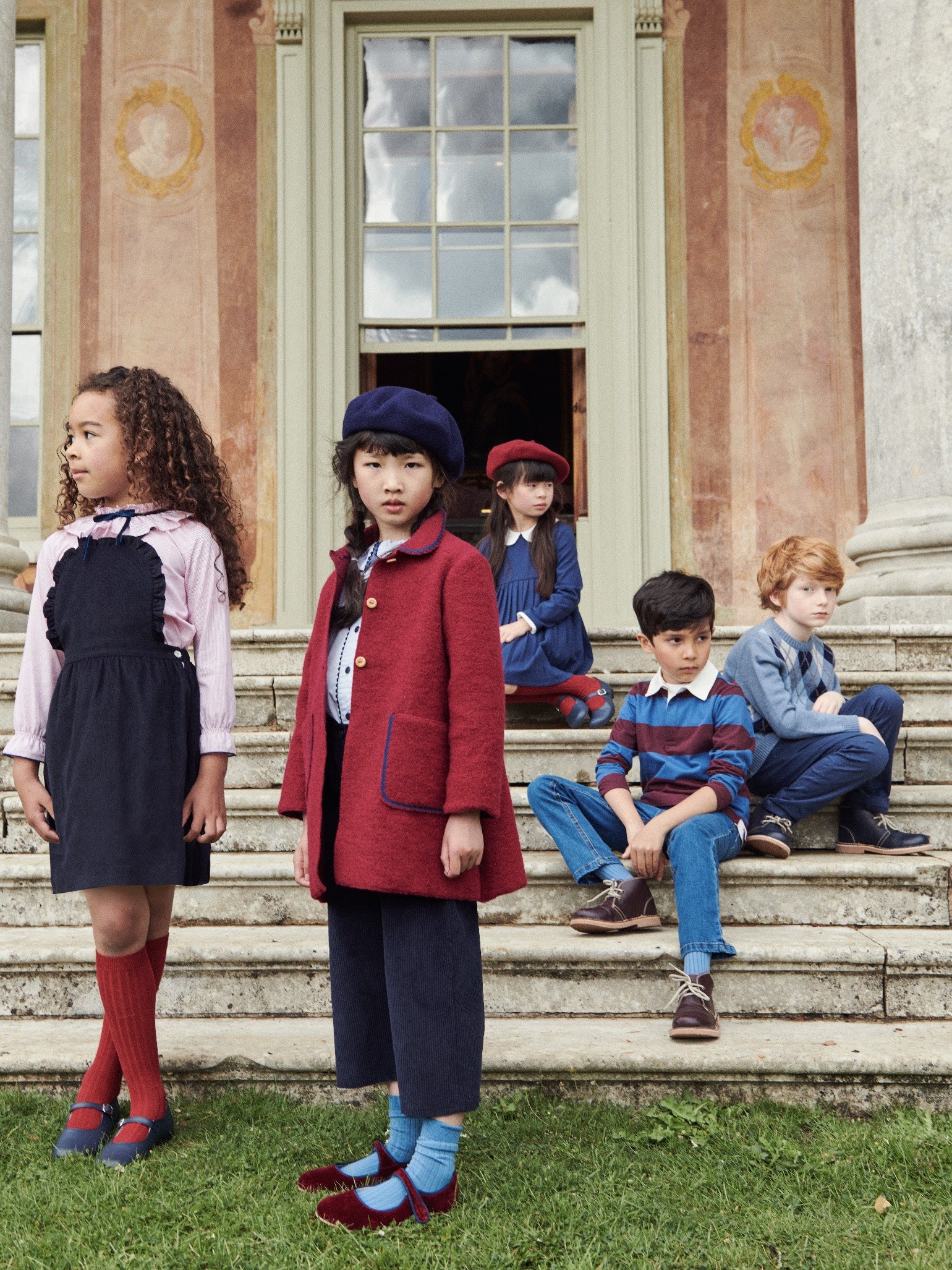 Navy Alexa Corduroy Girl Pinafore Skirt