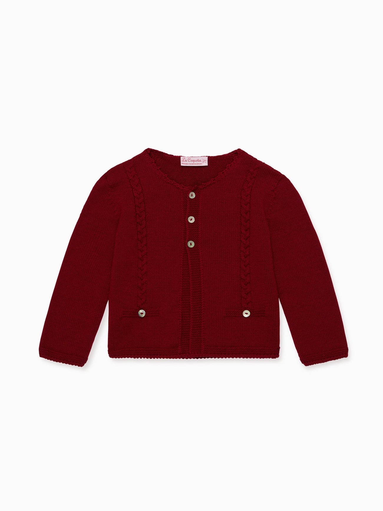 Burgundy Feria Merino Baby Cardigan