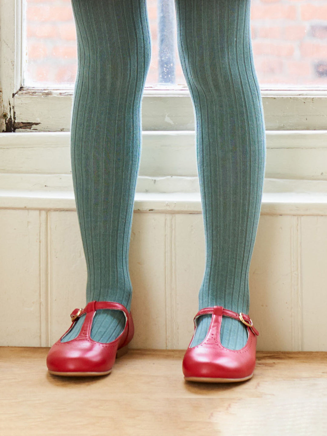 Fern Ribbed Kids Tights | La Coqueta Kids US