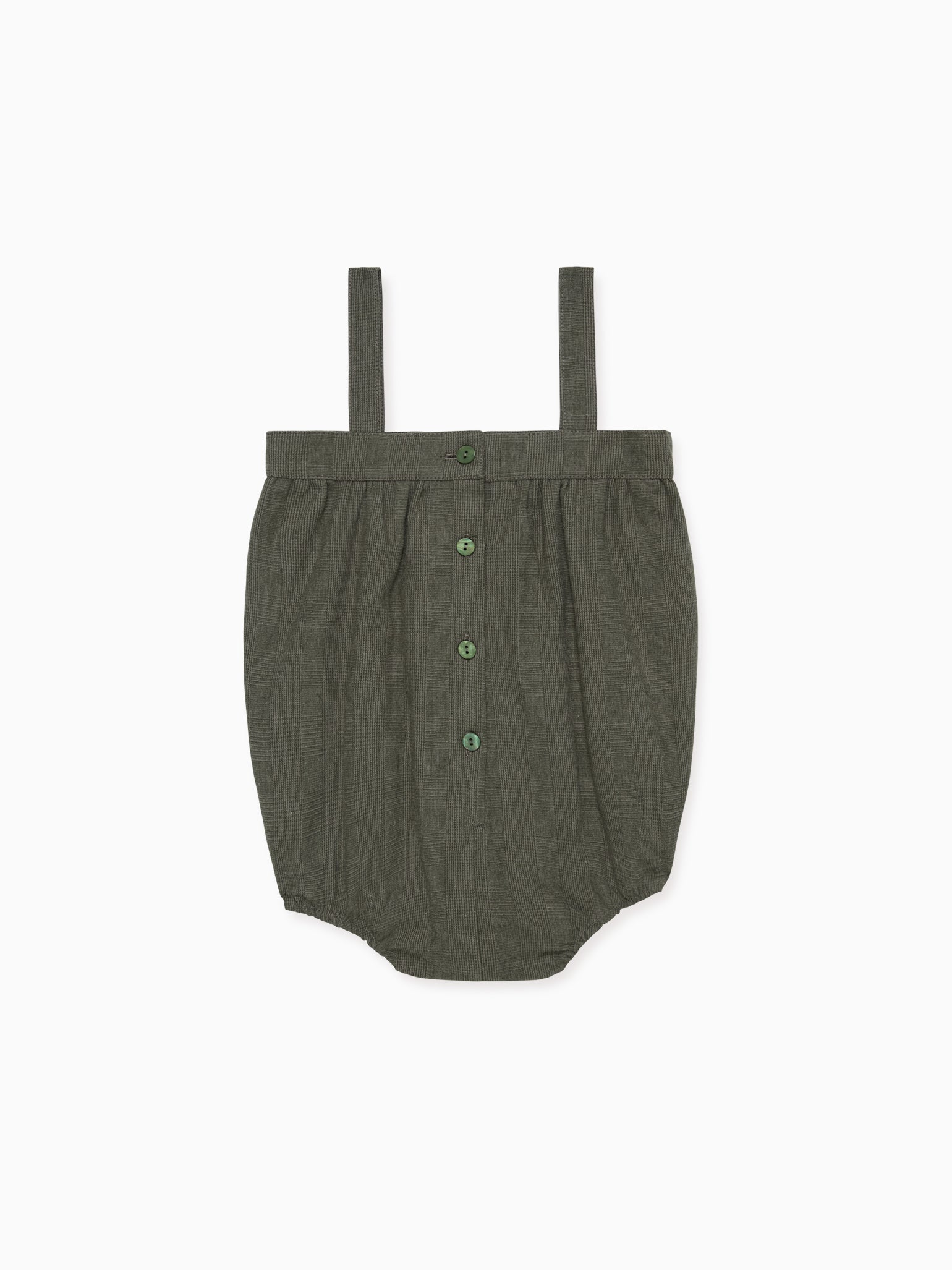 Olive Check Filada Baby Romper Overalls