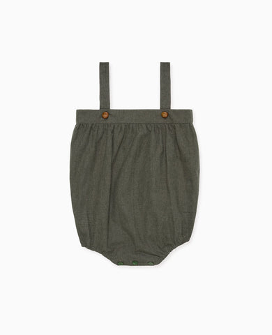 Olive Check Filada Baby Romper Overalls