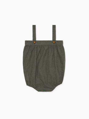 Olive Check Filada Baby Romper Overalls