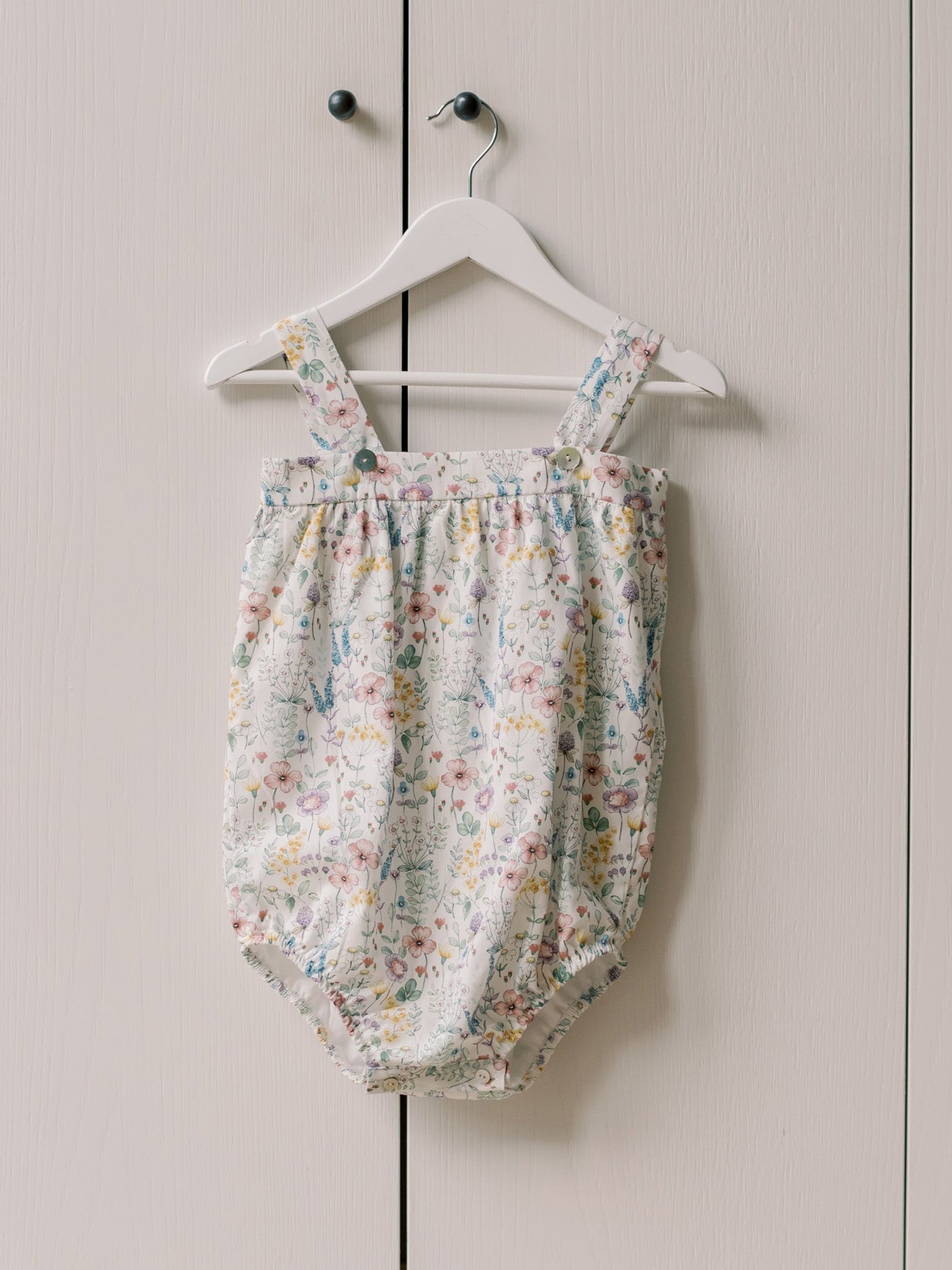 Ivory Floral Filada Baby Girl Romper Overalls