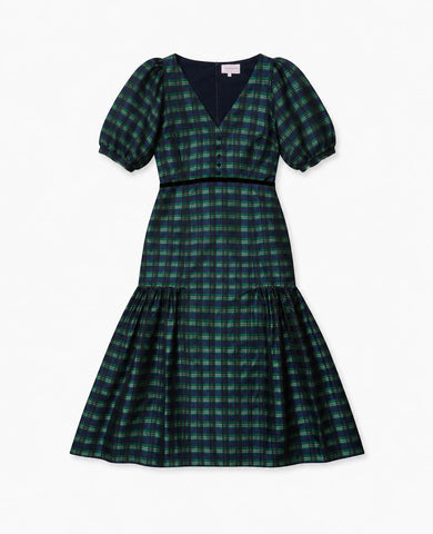 Navy Check Flavia Womens Long Dress