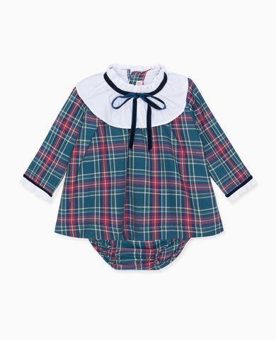 Green Tartan Flora Baby Girl Set