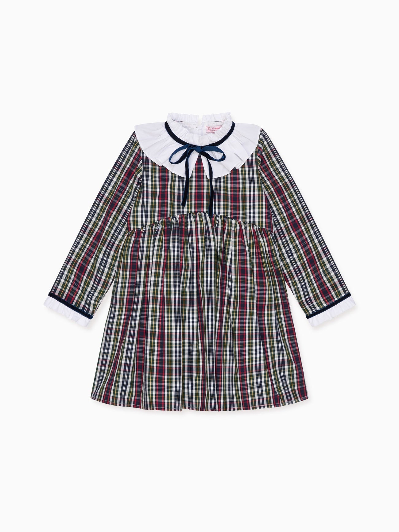 Navy Tartan Flora Girl Empire Dress